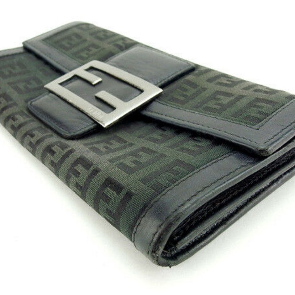 Authentic Fendi Wallet Purse Long Wallet Zucchino Black Black Woman - Picture 4 of 6